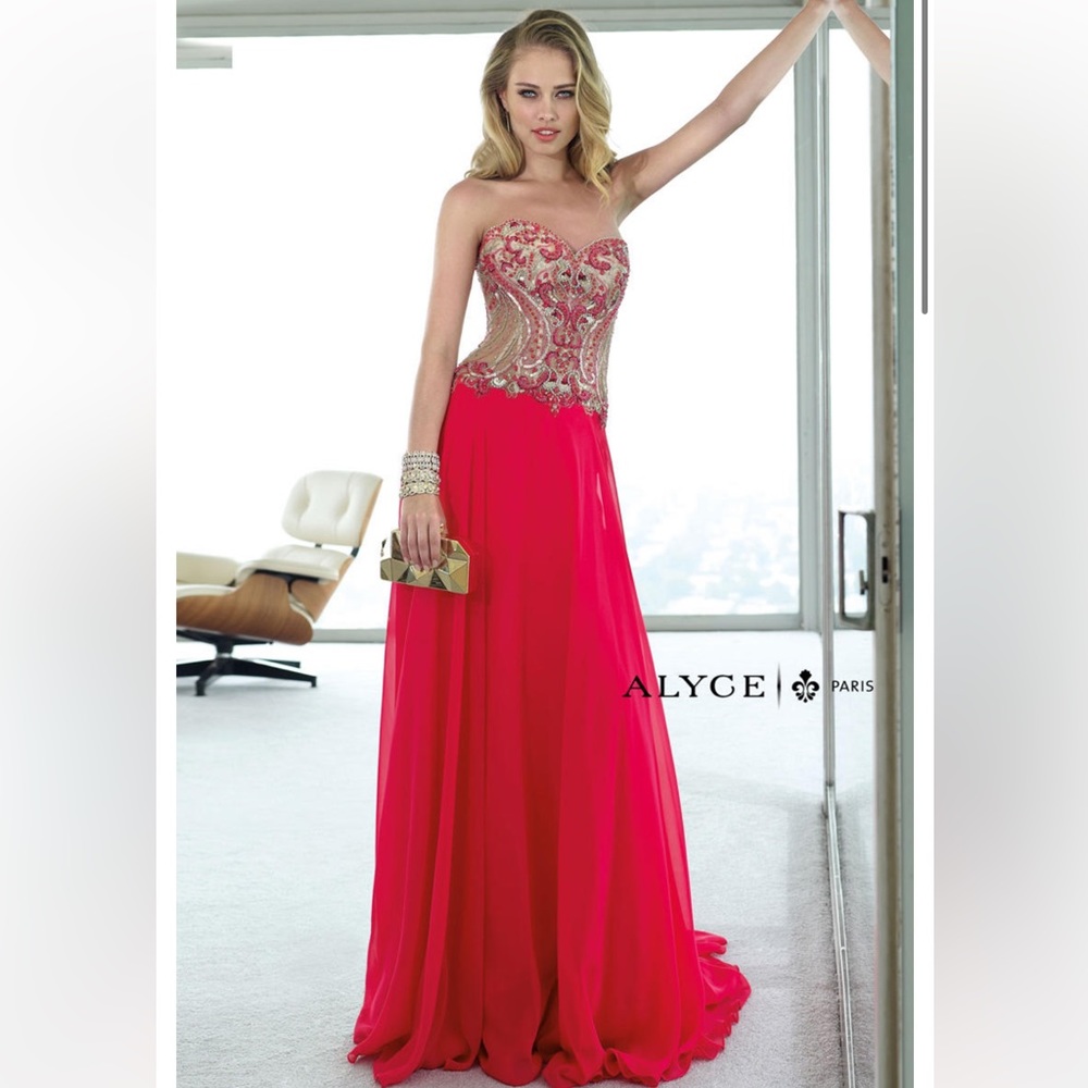 ALYCE Coral Corset Formal Dress